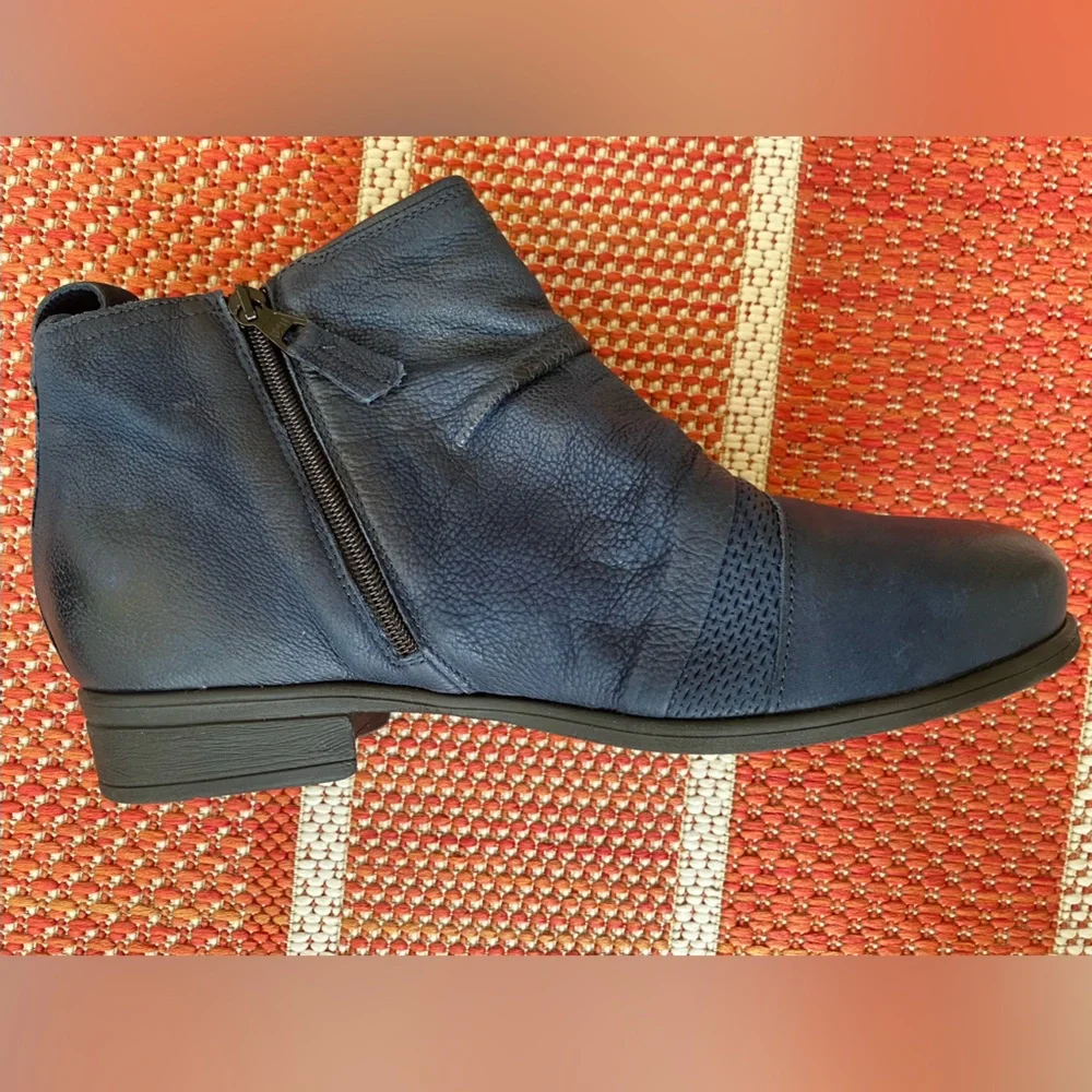 Miz Mooz Navy Leather Ankle Booties